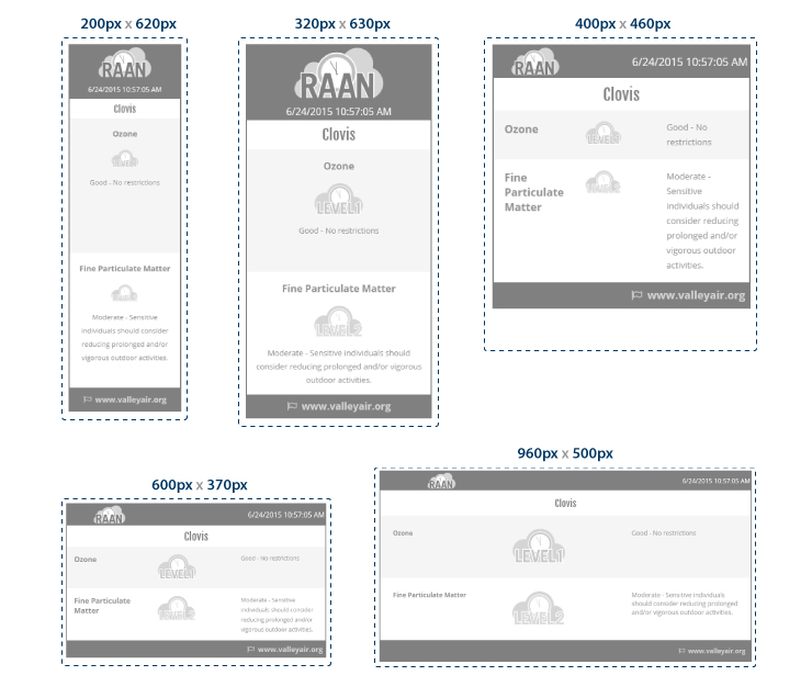 RAAN Widget Sizes and Examples